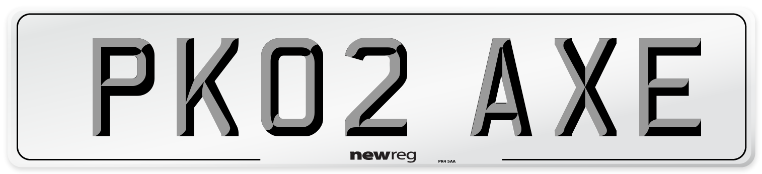 PK02 AXE Number Plate from New Reg